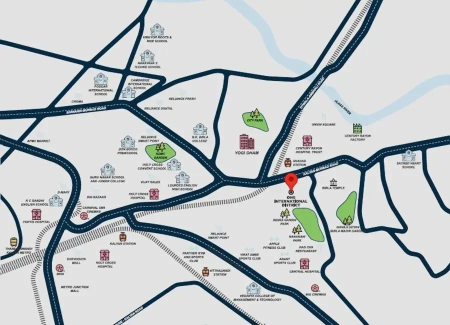 Ajmera One Kalyan location map